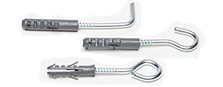 Hardware With Wall Anchors: Ceiling Hook With Wall Anchor; Eye Screw With Wall Anchor; Bolt With Wall Anchor
